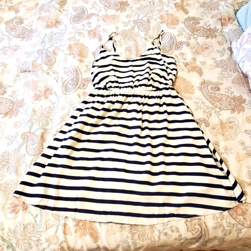 LC Lauren Conrad Brand white and blue striped dress